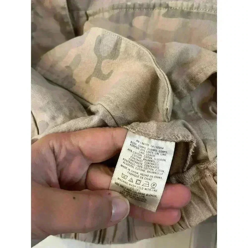 Hei Hei Anthropologie Women’s Linen Cotton Jacket Cargo Pockets Camo Size Medium - Picture 4 of 5